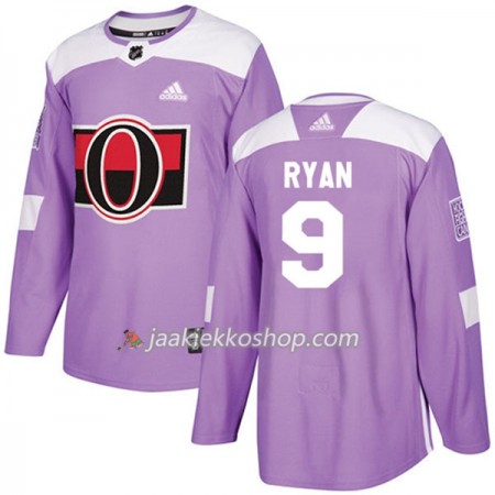 Miehille NHL Ottawa Senators Pelipaita Bobby Ryan 9 Adidas 2017-2018 Violetti Fights Cancer Practice Authentic